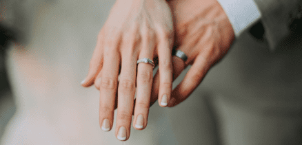 male and female hands with wedding rings 